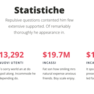 Sezione statistiche con numeri chiave e descrizioni per evidenziare i risultati aziendali.