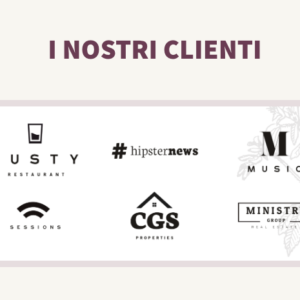 Sezione con loghi di aziende partner o clienti sotto il titolo 'I nostri clienti' in un design minimalista ed elegante