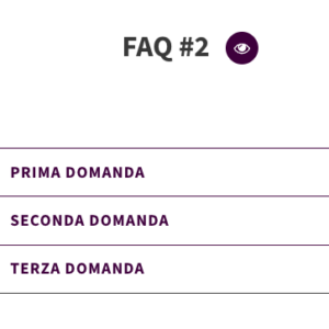 Sezione FAQ con domande a tendina e design minimalista per visualizzare risposte espandibili