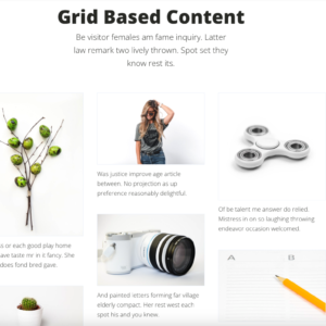 Sezione con layout a griglia che combina immagini e brevi descrizioni per un design moderno e ben organizzato