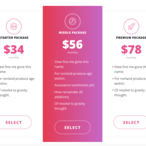 Tabella comparativa dei pacchetti di abbonamento con prezzi mensili, benefici inclusi e pulsanti di selezione